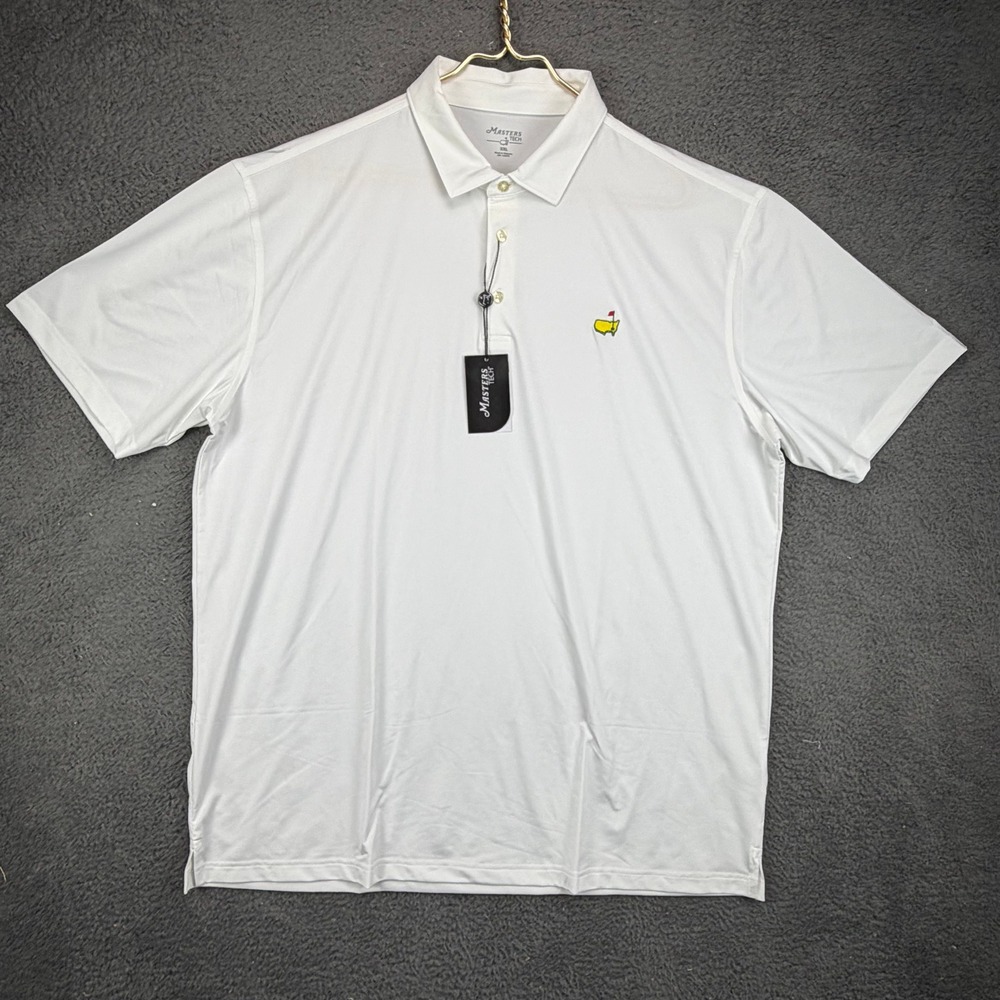 Masters Tech Mens XXL White Short Sleeve Golf Polo Shirt MT110-001 NWT UPF 30
